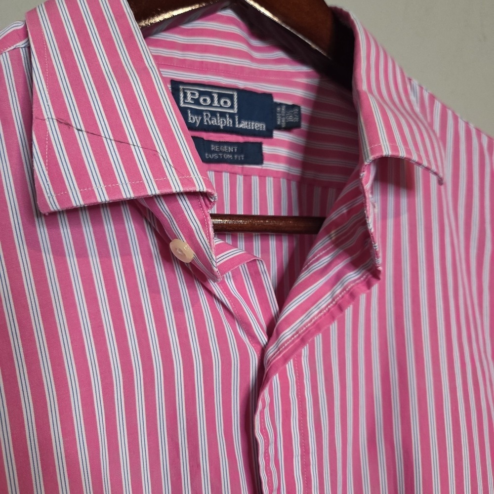 Polo Ralph Lauren Striped Button Down Shirt 16.5 32/33 Pink Regent‎ Custom Fit